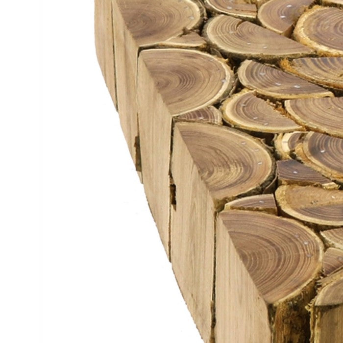 Square Shape Wooden Riser with Wood Grain Texture Detail, Brown