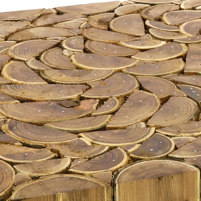 Square Shape Wooden Riser with Wood Grain Texture Detail, Brown
