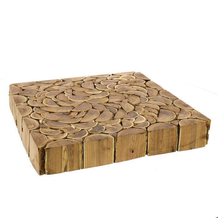 Square Shape Wooden Riser with Wood Grain Texture Detail, Brown