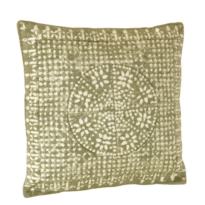 Fabric Upholstered Lumbar Pillow with Block Printing, Brown