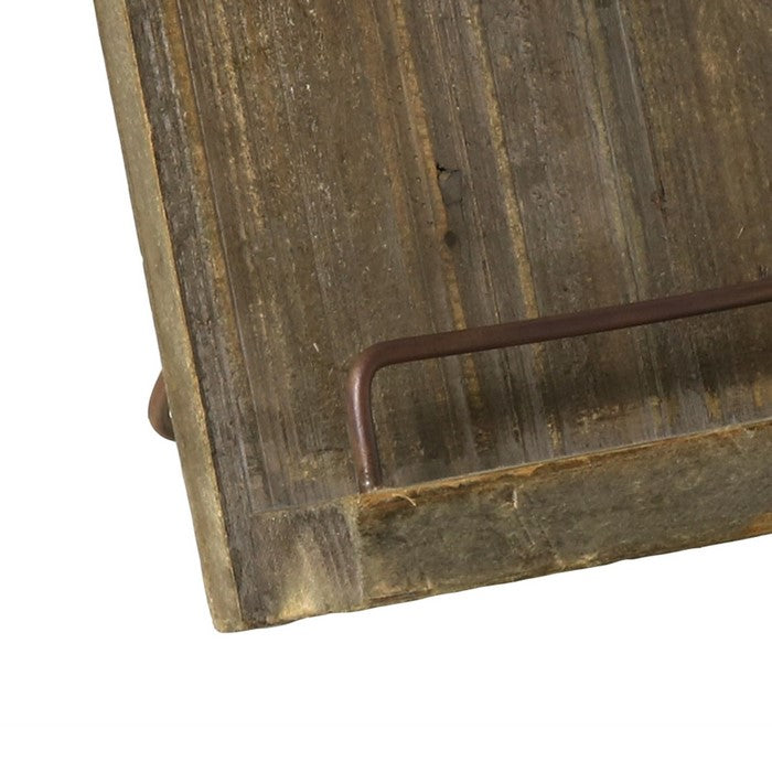 Wood and Metal Magazine Stand, Brown