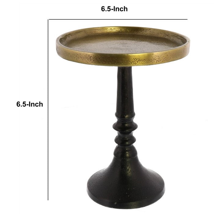 Pedestal with Turned Base, Small, Black and Gold