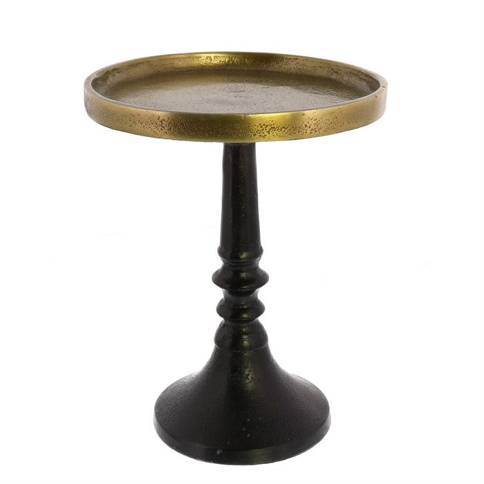Pedestal with Turned Base, Small, Black and Gold