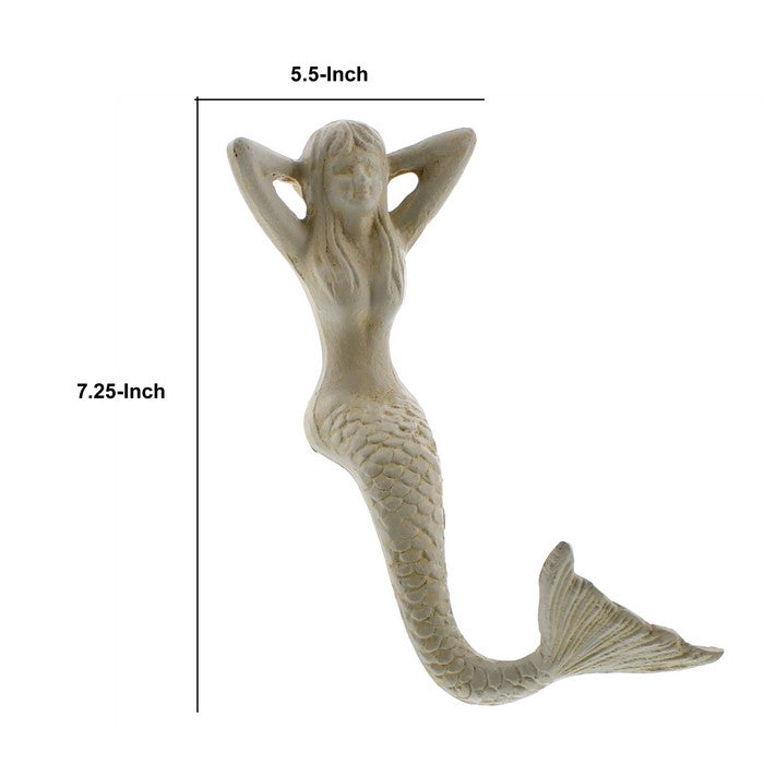 Metal Mermaid Stocking Holder, White