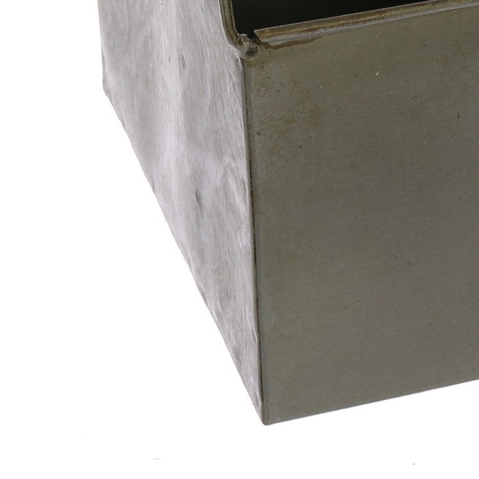Metal Caddy with Wooden Handle, Gray