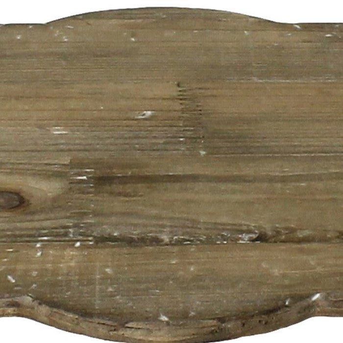 Wood and Metal Tray with Handles, Brown