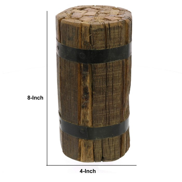 Wood Bundle with Metal Band, Brown and Black