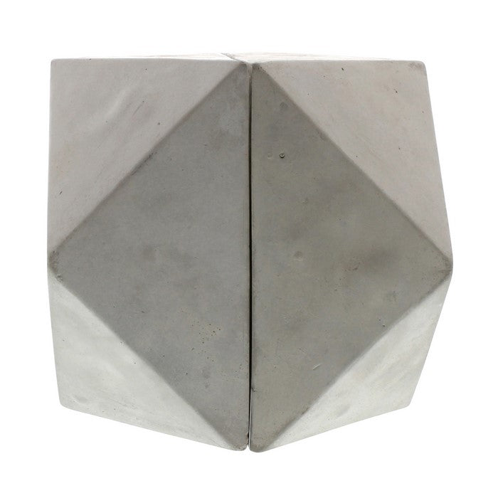 Geometric Faceted Design Cement Bookends, Gray
