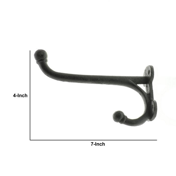 S Shape Metal Wall Hook in Rustic style, Antique Black