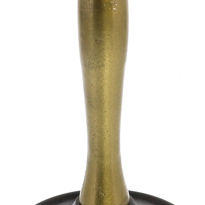 Candle Holder with Turned Post, Medium, Brass and Bronze
