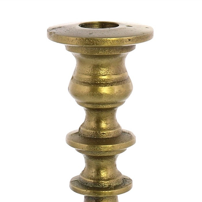 Candle Holder with Turned Post, Medium, Brass and Bronze