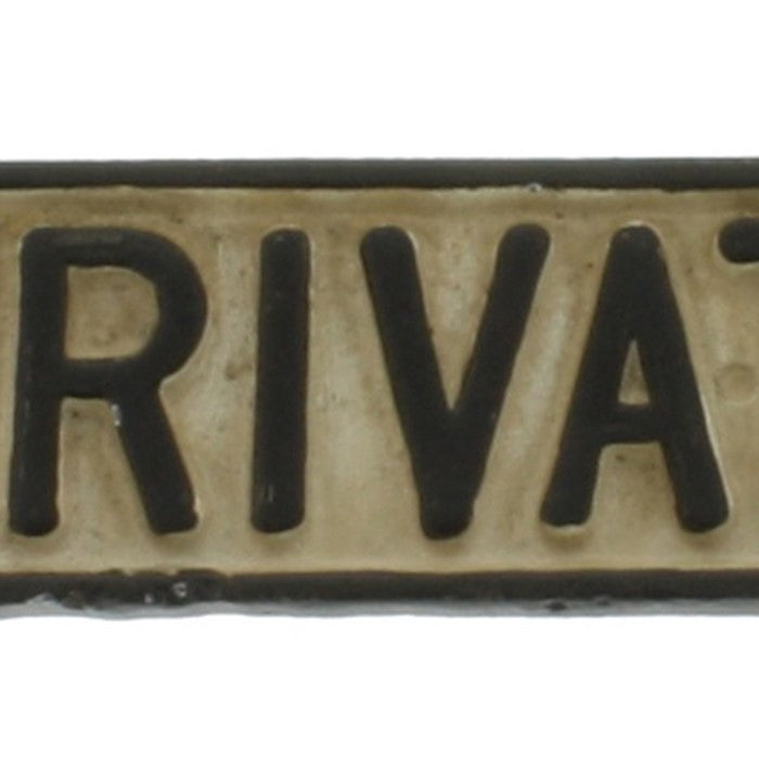 Metal Private Wall Sign, White and Black