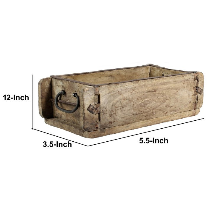Wood and metal Brick Mold with Handle, Brown