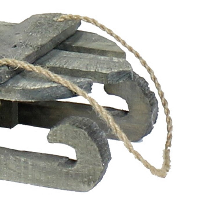 Wooden Sled with Rope Handle, Gray