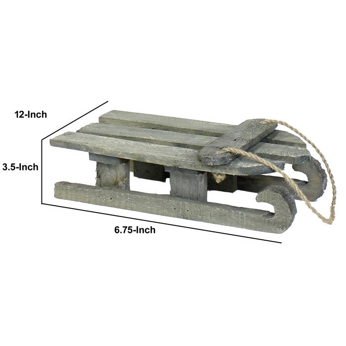 Wooden Sled with Rope Handle, Gray