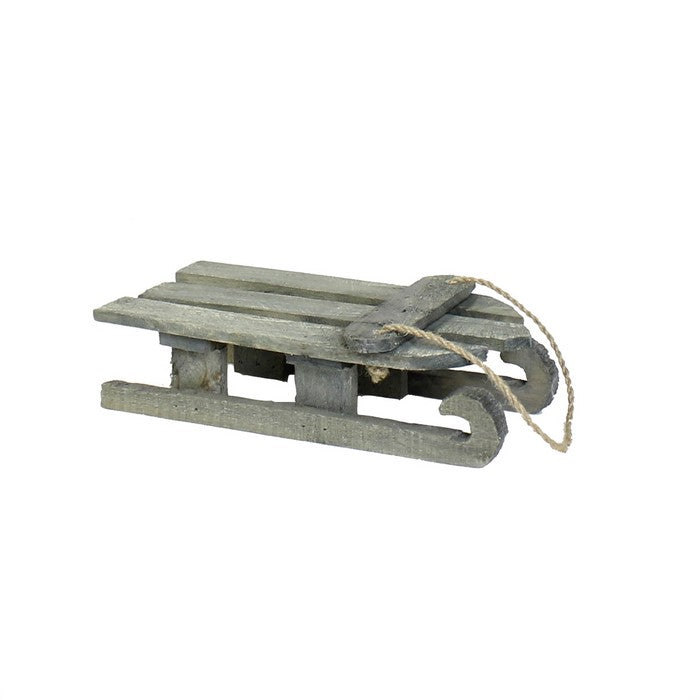 Wooden Sled with Rope Handle, Gray