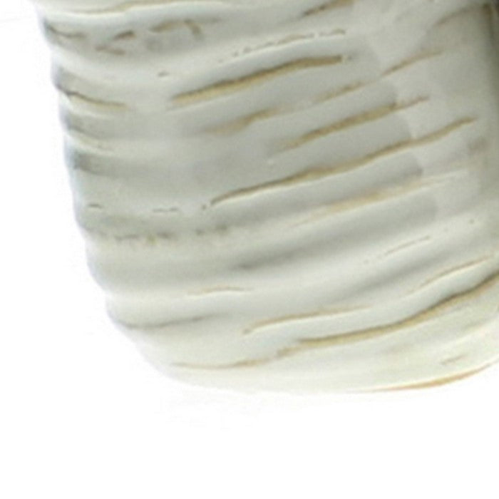 Ceramic Vases with Dents, Set of 3, White