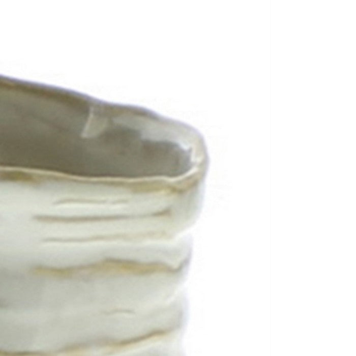 Ceramic Vases with Dents, Set of 3, White