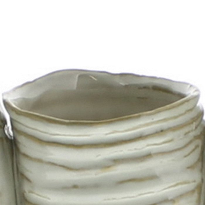 Ceramic Vases with Dents, Set of 3, White