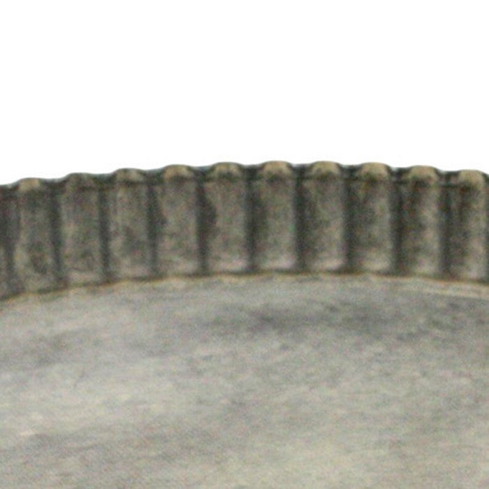 Metal Round Tray with Crimped Edges, Large, Gray