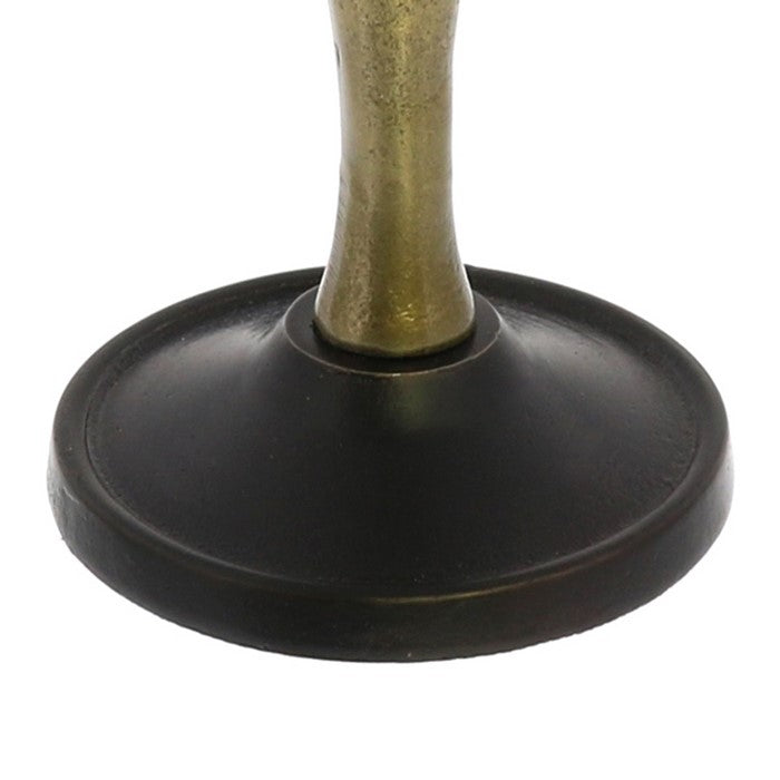 Candle Holder with Turned Post, Small, Brass and Bronze