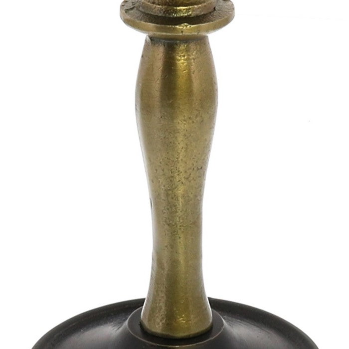 Candle Holder with Turned Post, Small, Brass and Bronze