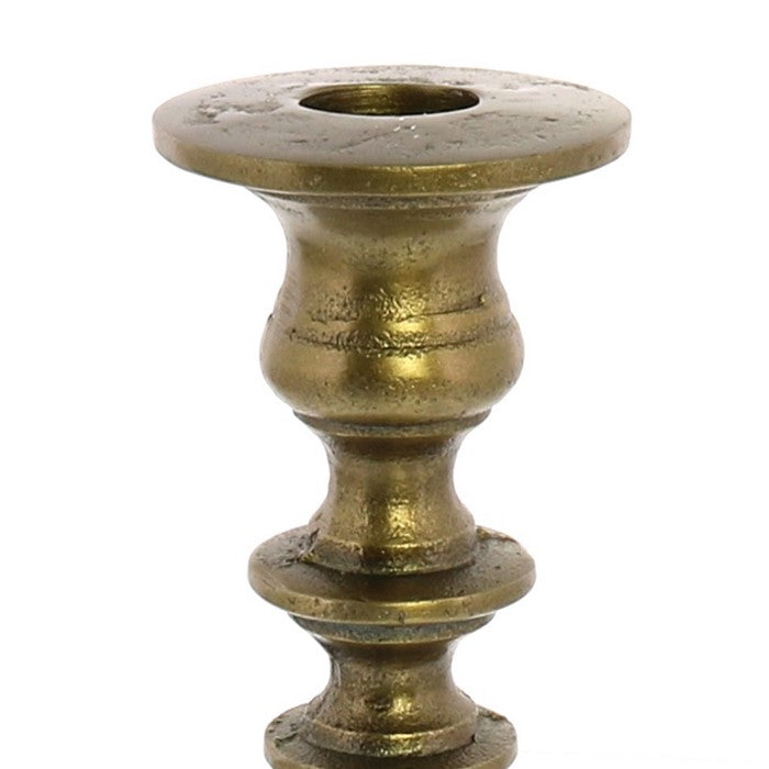 Candle Holder with Turned Post, Small, Brass and Bronze
