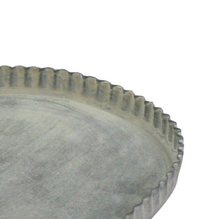Metal Oval Tray with Raised Crimped Edges, Small, Gray