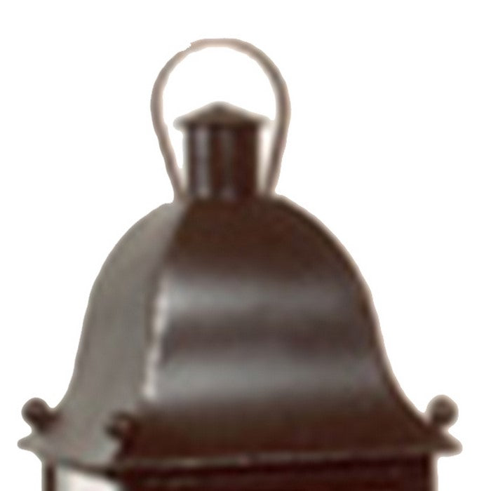 Large Metal and Glass Lantern with Hinged Door and Top, Black