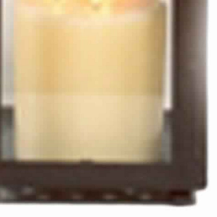 Small Metal and Glass Lantern with Hinged Door and Top, Black