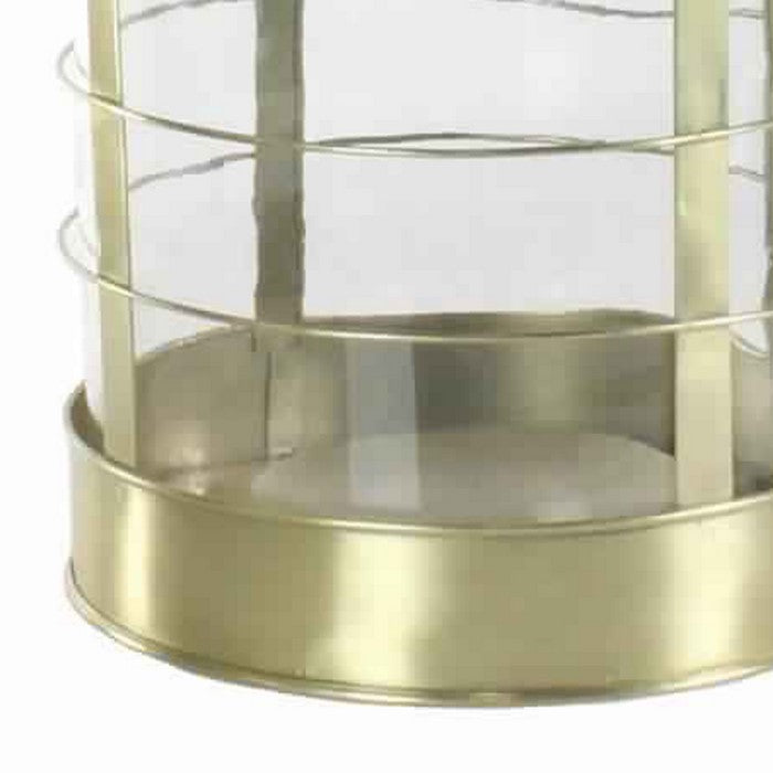 Metal and Glass Lantern with Latched Top, Brass