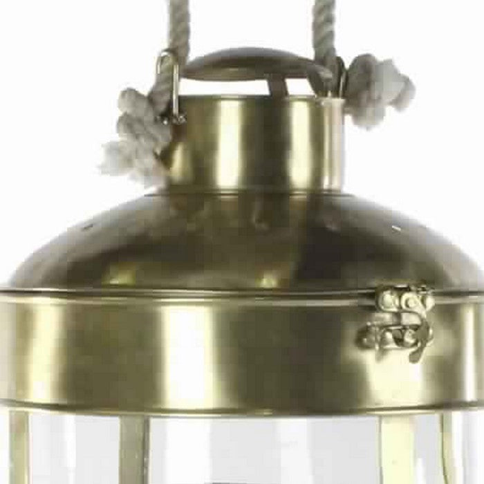 Metal and Glass Lantern with Latched Top, Brass