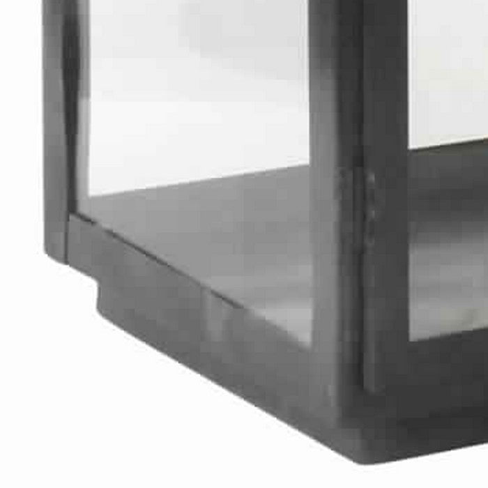 Metal and Glass Lantern with Hinged Door and Top, Large, Black