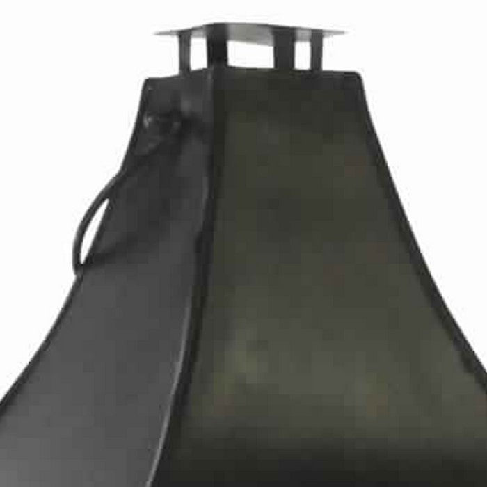 Metal and Glass Lantern with Hinged Door and Top, Large, Black