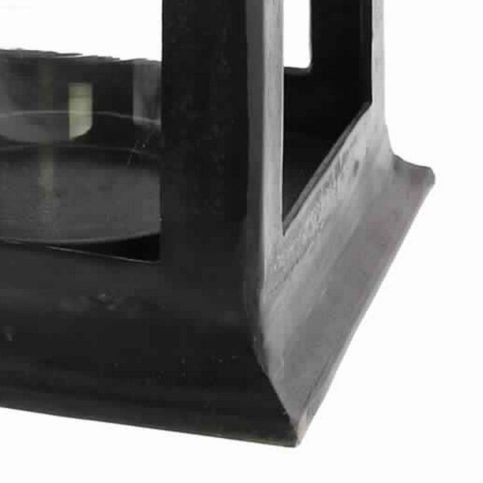Metal Lantern with Glass Hurricane, Black