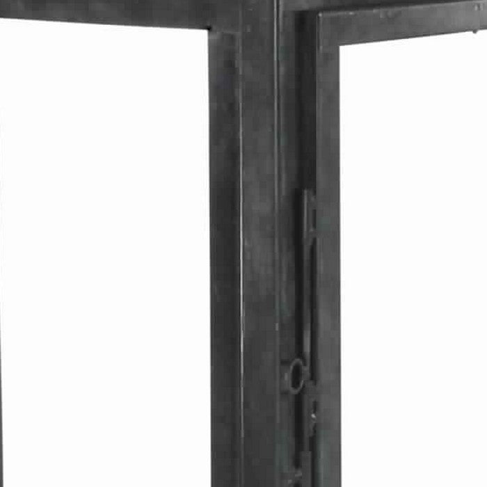 Metal and Glass Lantern with Hinged Door and Top, Small, Black