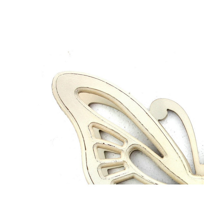 Wooden Butterfly Wall Plaque with Cutout Detail, White
