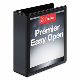 Cardinal Premier Easy Open 3-Ring Binder, 3", ONE-TOUCH Easy Open Locking Slant-D Rings, 650-Sheet Capacity, ClearVue Cover, PVC-Free, Black (10331)
