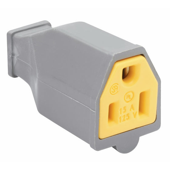 Legrand - Pass & Seymour SA993GRYCC10 15-Amp 125-volt Straight Blade Connector Two Pole Three Wire, Gray