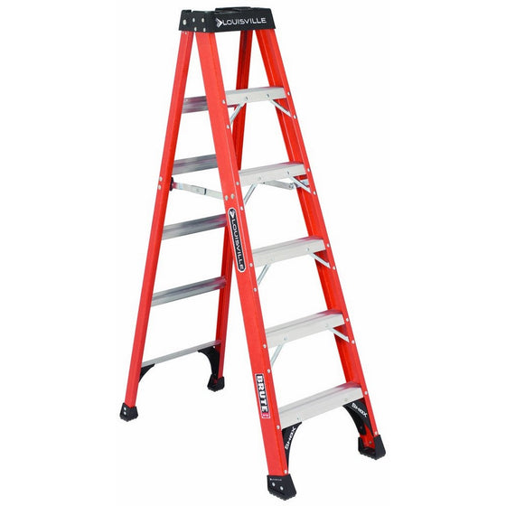 Louisville Ladder FS1406HD 375-Pound Duty Rating Fiberglass Step Ladder, 6-Feet