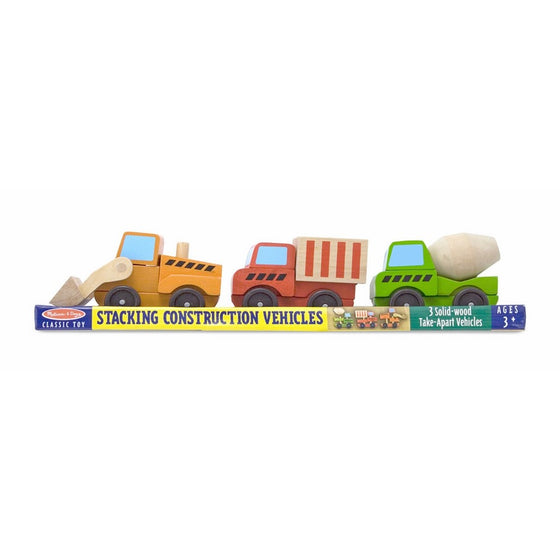 Melissa & Doug Stacking Construction Vehicles Wooden Toy Set