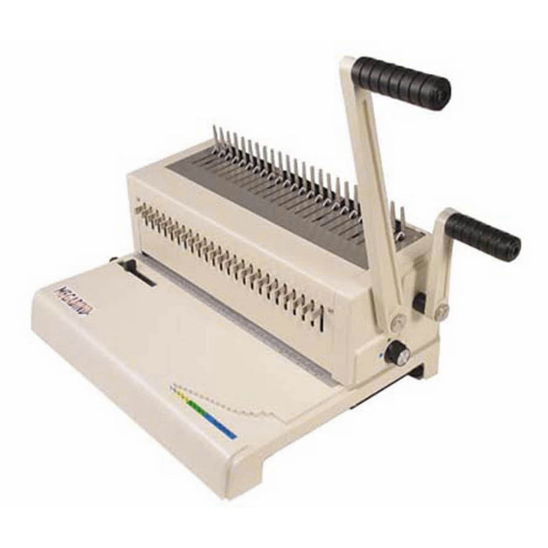 Akiles MegaBind-2 Punching and Binding Equipment with Built-in Wire Closer, Up to 25 Sheets Punching Capacity, 9/16" Pitch, Manual Punch, 14" (24 dies) Punching Length, All 24 Disengaging Dies