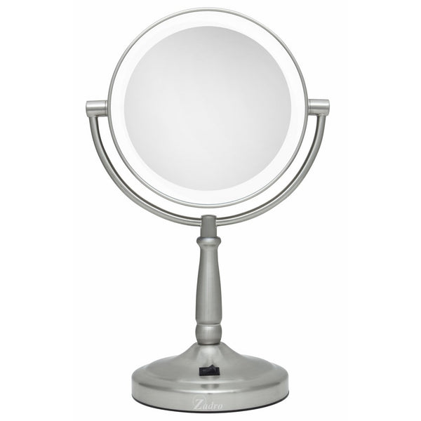 Zadro Cordless Dual-Sided LED Lighted Vanity Mirror, Satin Nickel