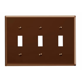 Leviton 85011 3-Gang Toggle Device Switch Wallplate, Standard Size, Thermoset, Device Mount, Brown