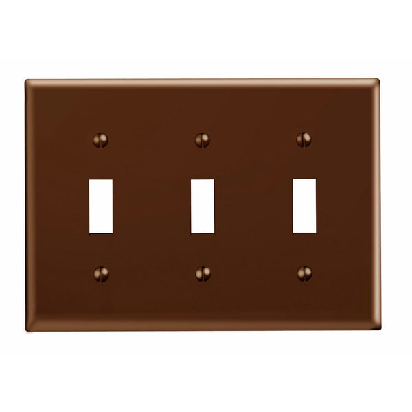 Leviton 85011 3-Gang Toggle Device Switch Wallplate, Standard Size, Thermoset, Device Mount, Brown