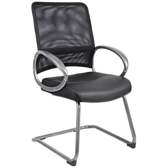 Boss Office Products B6409 Mesh Back Guest Chair with Pewter Finish in Black