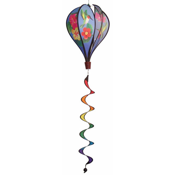 In the Breeze Hummingbird Flowers 6-Panel Kinetic Hot Air Balloon Wind Spinner