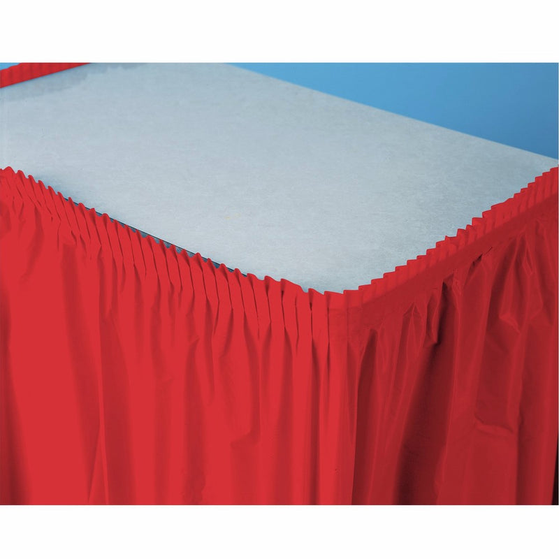 Creative Converting Plastic Table Skirt, 14-Feet, Classic Red