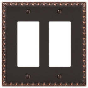 Amertac 90RRVB Egg & Dart Aged Bronze Cast Wall Plate, 2 Rocker