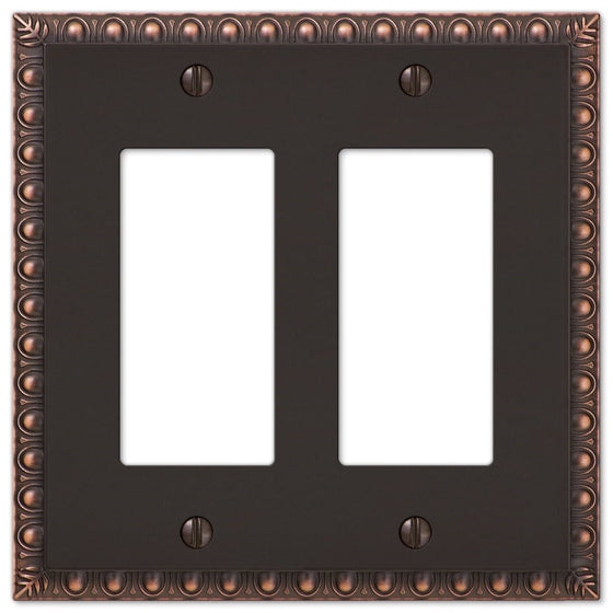 Amertac 90RRVB Egg & Dart Aged Bronze Cast Wall Plate, 2 Rocker